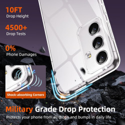 Coque pour Samsung Galaxy A14 4G/5G avec 2 Pièces Verre Trempé Protection écran，Housse Etui Transparente Silicone en TPU Souple，