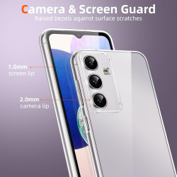 Coque pour Samsung Galaxy A14 4G/5G avec 2 Pièces Verre Trempé Protection écran，Housse Etui Transparente Silicone en TPU Souple，