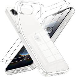 Coque pour iPhone 17e/iPhone 16e，Housse Etui Transparente Silicone en TPU Souple，Antichoc Anti-Rayures Bumper Coque pour iPhone 
