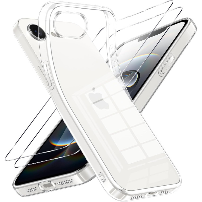 Coque pour iPhone 17e/iPhone 16e，Housse Etui Transparente Silicone en TPU Souple，Antichoc Anti-Rayures Bumper Coque pour iPhone 