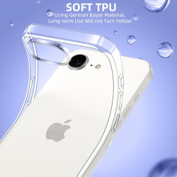 Coque pour iPhone 17e/iPhone 16e，Housse Etui Transparente Silicone en TPU Souple，Antichoc Anti-Rayures Bumper Coque pour iPhone 