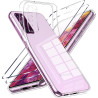 Coque pour Samsung Galaxy S20 FE 4G/5G avec 2 Pièces Verre Trempé Protection écran，Housse Etui Transparente Silicone en TPU Soup