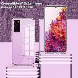 Coque pour Samsung Galaxy S20 FE 4G/5G avec 2 Pièces Verre Trempé Protection écran，Housse Etui Transparente Silicone en TPU Soup