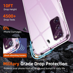 Coque pour Samsung Galaxy S20 FE 4G/5G avec 2 Pièces Verre Trempé Protection écran，Housse Etui Transparente Silicone en TPU Soup
