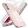 Coque pour Samsung Galaxy S21 5G avec 2 Pièces Verre Trempé Protection écran，Housse Etui Transparente Silicone en TPU Souple，Ant