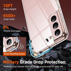 Coque pour Samsung Galaxy S21 5G avec 2 Pièces Verre Trempé Protection écran，Housse Etui Transparente Silicone en TPU Souple，Ant