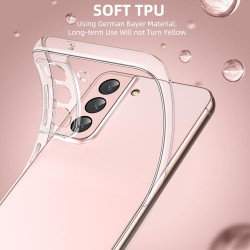 Coque pour Samsung Galaxy S21 5G avec 2 Pièces Verre Trempé Protection écran，Housse Etui Transparente Silicone en TPU Souple，Ant