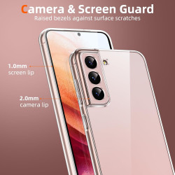 Coque pour Samsung Galaxy S21 5G avec 2 Pièces Verre Trempé Protection écran，Housse Etui Transparente Silicone en TPU Souple，Ant