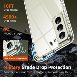 Coque pour Samsung Galaxy S21 FE 5G avec 2 Pièces Verre Trempé Protection écran，Housse Etui Transparente Silicone en TPU Souple，