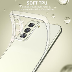 Coque pour Samsung Galaxy S21 FE 5G avec 2 Pièces Verre Trempé Protection écran，Housse Etui Transparente Silicone en TPU Souple，