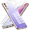 Coque pour Samsung Galaxy S22 5G avec 2 Pièces Verre Trempé Protection écran，Housse Etui Transparente Silicone en TPU Souple，Ant