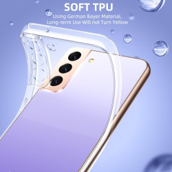 Coque pour Samsung Galaxy S22 5G avec 2 Pièces Verre Trempé Protection écran，Housse Etui Transparente Silicone en TPU Souple，Ant