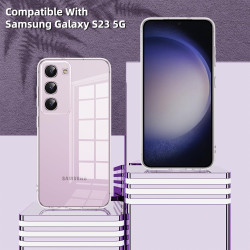 Coque pour Samsung Galaxy S23 5G avec 2 Pièces Verre Trempé Protection écran，Housse Etui Transparente Silicone en TPU Souple，Ant