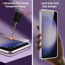 Coque pour Samsung Galaxy S23 5G avec 2 Pièces Verre Trempé Protection écran，Housse Etui Transparente Silicone en TPU Souple，Ant