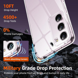Coque pour Samsung Galaxy S23 5G avec 2 Pièces Verre Trempé Protection écran，Housse Etui Transparente Silicone en TPU Souple，Ant