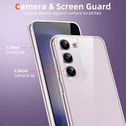 Coque pour Samsung Galaxy S23 5G avec 2 Pièces Verre Trempé Protection écran，Housse Etui Transparente Silicone en TPU Souple，Ant