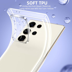 Coque pour Samsung Galaxy S23 Ultra 5G，Housse Etui Transparente Silicone en TPU Souple，Antichoc Anti-Rayures Bumper Coque pour S