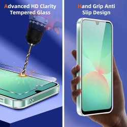 Coque pour Samsung Galaxy A26 5G avec 2 Pièces Verre Trempé Protection écran，Housse Etui Transparente Silicone en TPU Souple，Ant