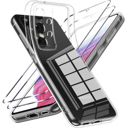 Coque pour Samsung Galaxy A53 5G avec 2 Pièces Verre Trempé Protection écran，Housse Etui Transparente Silicone en TPU Souple，Ant