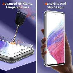 Coque pour Samsung Galaxy A53 5G avec 2 Pièces Verre Trempé Protection écran，Housse Etui Transparente Silicone en TPU Souple，Ant