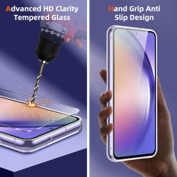 Coque pour Samsung Galaxy A54 5G avec 2 Pièces Verre Trempé Protection écran，Housse Etui Transparente Silicone en TPU Souple，Ant