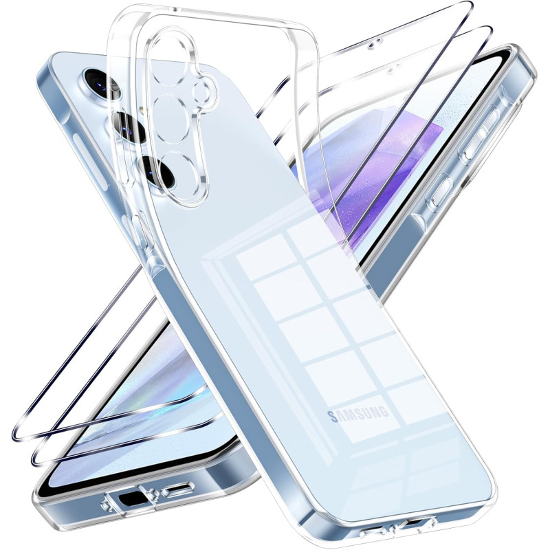 Coque pour Samsung Galaxy A55 5G，Housse Etui Transparente Silicone en TPU Souple，Antichoc Anti-Rayures Bumper Coque pour Samsung