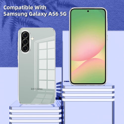 Coque pour Samsung Galaxy A56 5G avec 2 Pièces Verre Trempé Protection écran，Housse Etui Transparente Silicone en TPU Souple，Ant