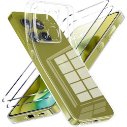 Coque pour Motorola Moto G86 5G / G86 Power 5G avec 2 Verre Trempé Protection écran，Housse Etui Transparente Silicone TPU Souple