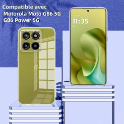 Coque pour Motorola Moto G86 5G / G86 Power 5G avec 2 Verre Trempé Protection écran，Housse Etui Transparente Silicone TPU Souple