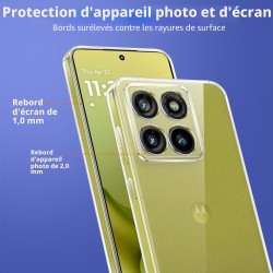 Coque pour Motorola Moto G86 5G / G86 Power 5G avec 2 Verre Trempé Protection écran，Housse Etui Transparente Silicone TPU Souple