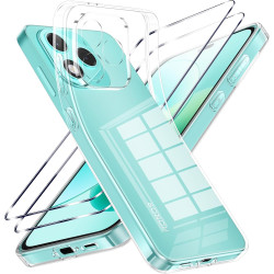Coque pour Honor 400 Lite avec 2 Pièces Verre Trempé Protection écran，Housse Etui Transparente Silicone en TPU Souple，Antichoc A