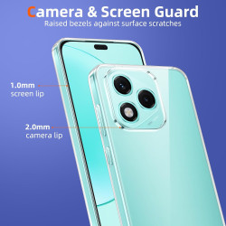 Coque pour Honor 400 Lite avec 2 Pièces Verre Trempé Protection écran，Housse Etui Transparente Silicone en TPU Souple，Antichoc A