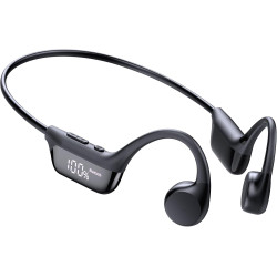 Casque conduction osseuse bleutooth 6.0, ipx7 écouteurs à conduction osseuse avec micro, écran led, 12h ecouteurs sans fil sport