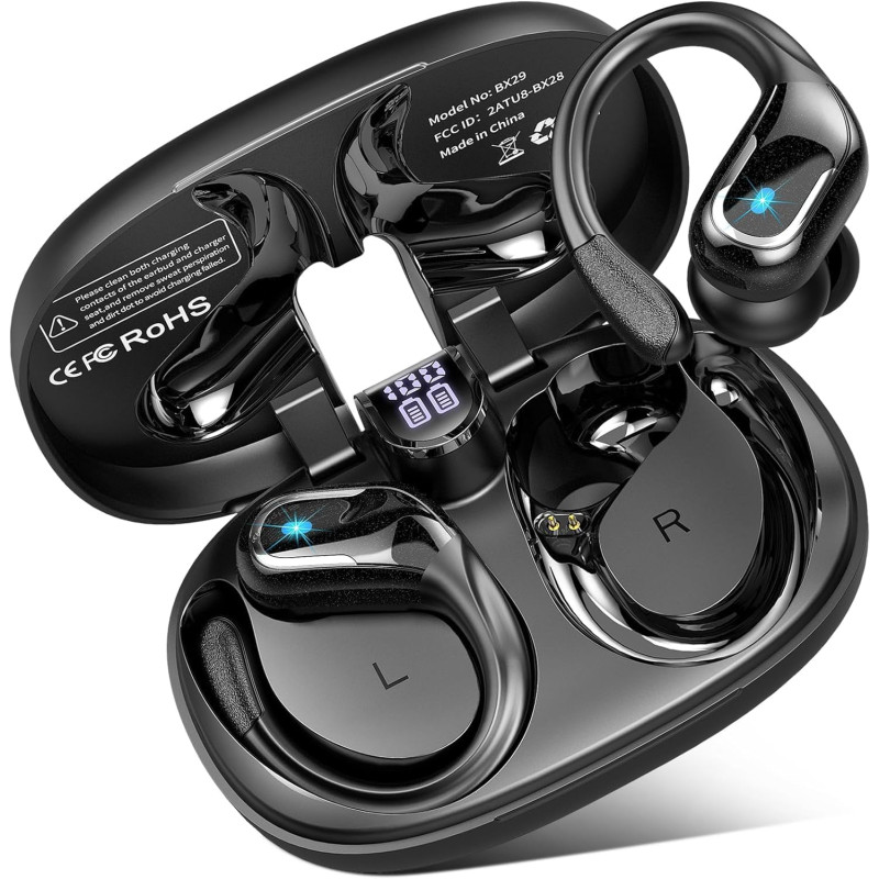 Ecouteurs bleutooth sans fil sport, 75hrs écouteurs bleutooth 5.4 avec stéréo hifi, 2026 oreillette sans fil avec 4 enc appel ré