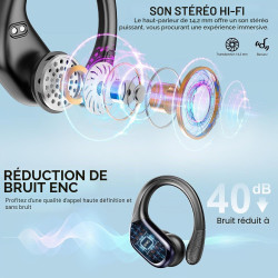 Ecouteurs bleutooth sans fil sport, 75hrs écouteurs bleutooth 5.4 avec stéréo hifi, 2026 oreillette sans fil avec 4 enc appel ré