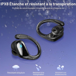 Ecouteurs bleutooth sans fil sport, 75hrs écouteurs bleutooth 5.4 avec stéréo hifi, 2026 oreillette sans fil avec 4 enc appel ré