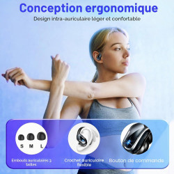 Ecouteur bleutooth sans fil sport, 2023 ecouteurs bleutooth 5.3 avec enc réduction de bruit, 75h hi-fi son stéréo ecouteur sans 