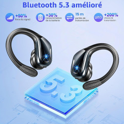Ecouteur bleutooth sans fil sport, 2023 ecouteurs bleutooth 5.3 avec enc réduction de bruit, 75h hi-fi son stéréo ecouteur sans 