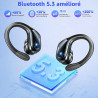Ecouteur bleutooth sans fil sport, 2023 ecouteurs bleutooth 5.3 avec enc réduction de bruit, 75h hi-fi son stéréo ecouteur sans 