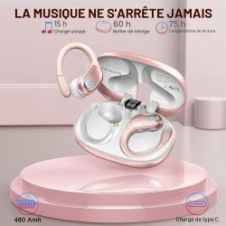 Ltinist ecouteurs bleutooth sans fil sport, 75h écouteur bleutooth 5.3 hifi stéréo, 2025 ecouteurs sans fil avec enc antibruit m