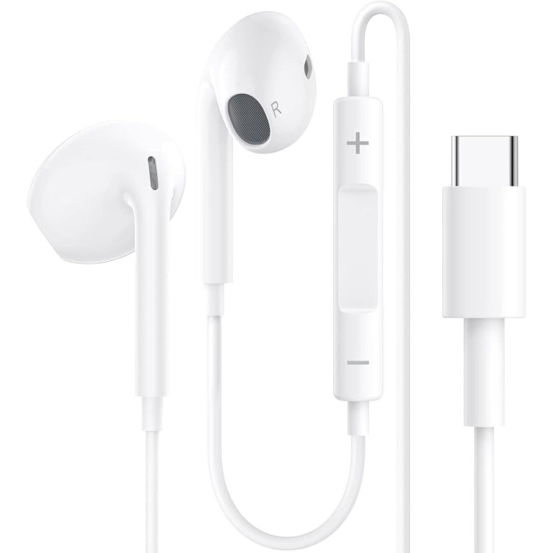 Écouteurs Filaires USB-C pour iPhone 17/17 Pro/16/16e/15 Pro Max, Écouteurs Intra-Auriculaires Hi-Fi Stéréo USB C avec Microphon