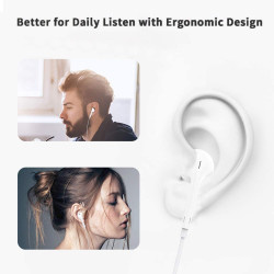 Écouteurs Filaires USB-C pour iPhone 17/17 Pro/16/16e/15 Pro Max, Écouteurs Intra-Auriculaires Hi-Fi Stéréo USB C avec Microphon