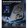 Natiiozie Coque pour iPhone 15, Protection de l'objectif améliorée, Noir | Compatible avec MagSafe, Etui Translucide Mat, Magnét