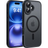 Natiiozie Coque pour iPhone 16, Protection de l'objectif améliorée, Noir | Compatible avec MagSafe, Etui Translucide Mat, Magnét