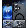 Natiiozie Coque pour iPhone 16, Protection de l'objectif améliorée, Noir | Compatible avec MagSafe, Etui Translucide Mat, Magnét