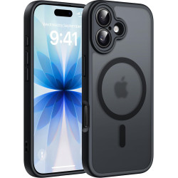 Natiiozie Coque pour iPhone 17, Protection de l'objectif améliorée, Noir | Compatible avec MagSafe, Etui Translucide Mat, Magnét