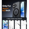 Natiiozie Coque pour iPhone 17, Protection de l'objectif améliorée, Noir | Compatible avec MagSafe, Etui Translucide Mat, Magnét