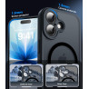 Natiiozie Coque pour iPhone 17, Protection de l'objectif améliorée, Noir | Compatible avec MagSafe, Etui Translucide Mat, Magnét