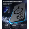 Natiiozie Coque pour iPhone 17, Protection de l'objectif améliorée, Noir | Compatible avec MagSafe, Etui Translucide Mat, Magnét