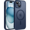 Natiiozie Coque pour iPhone 15, Protection de l'objectif, Bleu foncé | Compatible avec MagSafe, Magnétique, Etui Translucide Mat